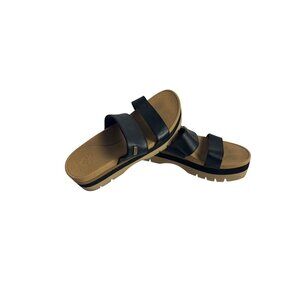 Reef Banded Horizon 2.5 Platform Sandal 10 Double Strap Black Vegan Faux Leather